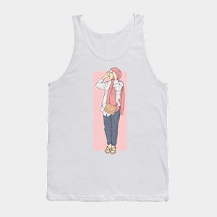 Pink Hijab Lady Tank Top